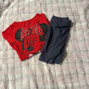 Minnie Mouse top size 4 old navy leggings size 5